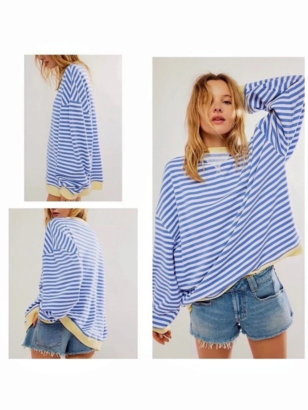 We The Free Classic Striped Oversized Crewneck